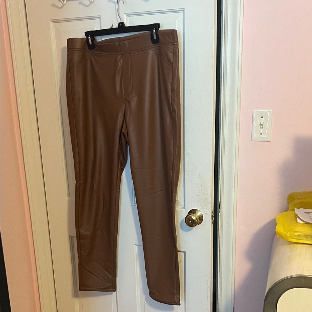 J. Jill Tan Faux Leather Pants